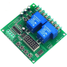 Controlador de motor frente/reversa 12V/24V, m&oacute;dulo com 2 rel&eacute;s e temporizador de ciclo YYB-5