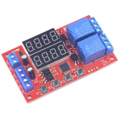 M&oacute;dulo Rel&eacute; 2 Canais 5V Temporizador Ajust&aacute;vel 32 Modos LED Controle de Disparo Digital