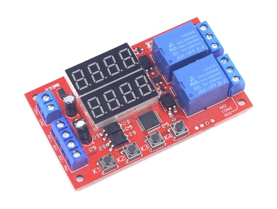 M&oacute;dulo Rel&eacute; 2 Canais 12V com Temporiza&ccedil;&atilde;o Digital Ajust&aacute;vel, 32 Modos, Acionamento por Gatilho e Indica&ccedil;&atilde;o LED - Imagem 1
