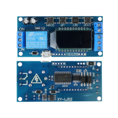 M&oacute;dulo rel&eacute; temporizador XY-LJ02 6-30V Micro USB display LCD digital, controle de retardo e acionamento c&iacute;clico