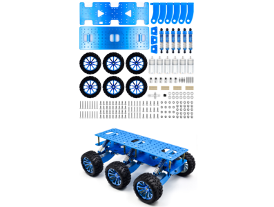 Kit de Rob&oacute;tica Chassi inteligente 6WD azul com amortecimento, projeto off‑road e conectividade Wi‑Fi - Imagem 5
