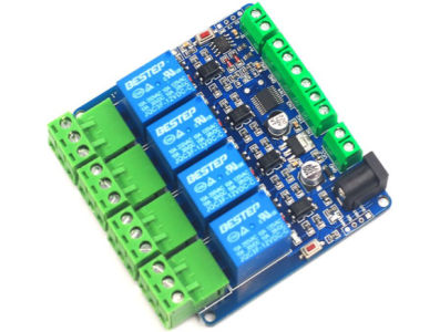 M&oacute;dulo de Rel&eacute; 4 Canais 12V com RS485 Modbus RTU e isolamento por optoacoplador para MCU/Arduino - Imagem 1