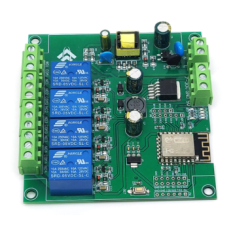 M&oacute;dulo Rel&eacute; WiFi ESP8266 4 Canais ESP-12F AC 90-250V Placa de Desenvolvimento com Fonte AC/DC 5V, 7-28V, 5-80V