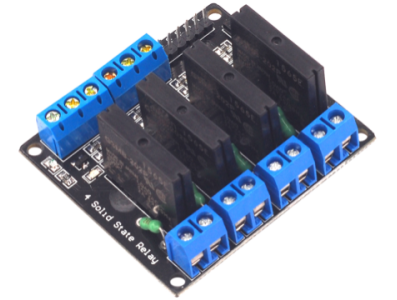 M&oacute;dulo de Rel&eacute; de Estado S&oacute;lido (SSR) 4 Canais 12V, acionamento por n&iacute;vel baixo, controle DC, 250V 2A, com fus&iacute;vel resistivo - Imagem 1