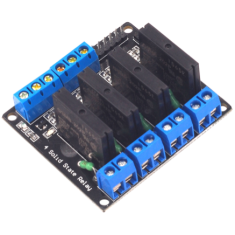 M&oacute;dulo SSR 4 canais 24V controle DC n&iacute;vel baixo 250V 2A com fus&iacute;vel resistivo