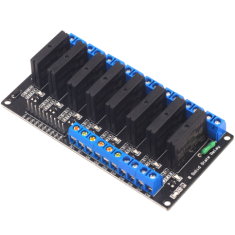 M&oacute;dulo rel&eacute; de estado s&oacute;lido 8 canais 12V SSR controle DC n&iacute;vel baixo 250V 2A com fus&iacute;vel resistivo