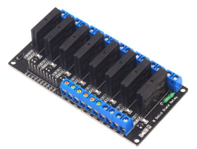 M&oacute;dulo rel&eacute; de estado s&oacute;lido 8 canais 12V SSR controle DC n&iacute;vel baixo 250V 2A com fus&iacute;vel resistivo - Imagem 1