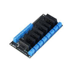 M&oacute;dulo de Rel&eacute; Estado S&oacute;lido (SSR) 8 canais 3&ndash;24V controle DC n&iacute;vel alto com fus&iacute;vel resistivo