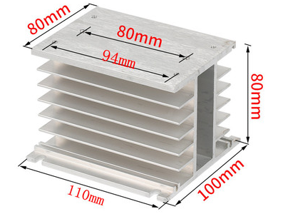 Dissipador de calor em alum&iacute;nio formato H para rel&eacute; de estado s&oacute;lido (SSR) trif&aacute;sico tipo pequeno, para 10A a 100A - Imagem 1