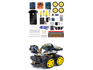 Kit chassi 4WD multifuncional com UNO R3 e mini protoboard 170 pontos - Imagem 2