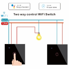 Interruptor Touch WiFi 1 Canal Inteligente Tuya com Duplo Controle