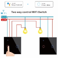 Interruptor Smart Touch Wi‑Fi Tuya 2 Canais com Controle Duplo Ecossistema Tuya