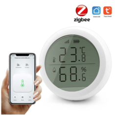 Term&ocirc;metro e Higr&ocirc;metro Eletr&ocirc;nico Tuya ZigBee com Tela Grande, Interno