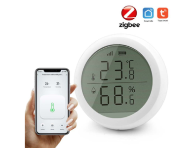 Term&ocirc;metro e Higr&ocirc;metro Eletr&ocirc;nico Tuya ZigBee com Tela Grande, Interno - Imagem 1