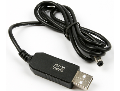 Cabo booster USB 1 m 5V 2A para 9V 1A conector DC 5,5 x 2,1 mm sem LED - Imagem 1