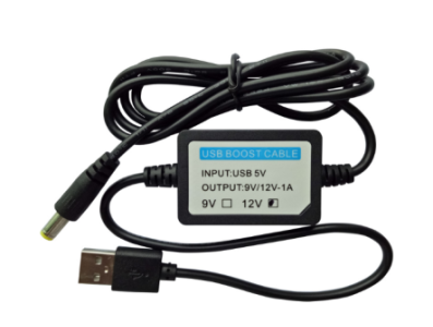 Cabo booster USB 5V 1A para sa&iacute;da 12V com conector DC 5,5&times;2,1 mm - Imagem 1
