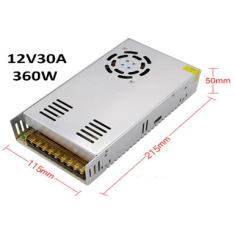 Fonte de Alimenta&ccedil;&atilde;o 12V 360W 30A com Ventoinha, Alta Qualidade