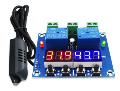 M&oacute;dulo controlador digital de temperatura e umidade XH-M452, alta precis&atilde;o, DC 12V 10A, LED digital, sa&iacute;da dupla, com sensor SHT - Imagem 1