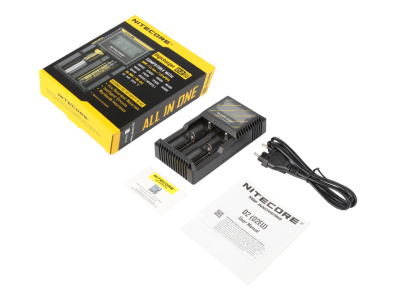 Carregador inteligente NITECORE D2 EU, 2 slots com display LCD para baterias Li-ion, LiFePO4, Ni-MH, Ni-Cd e pilhas AA/AAA - Imagem 1