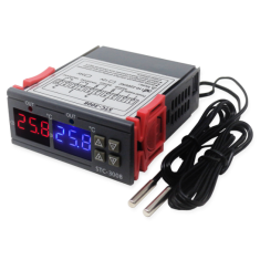 Controlador de Temperatura Ajust&aacute;vel STC-3008 DC24V, display duplo para duas temperaturas, cabo 1 m
