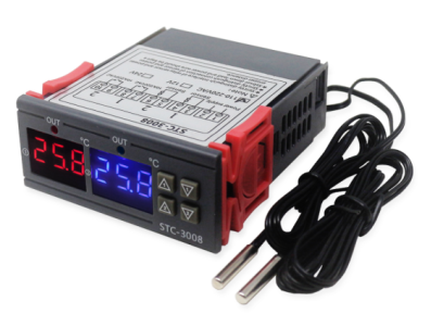 Controlador de Temperatura STC-3008 AC110-220V com dois displays, ajuste para duas temperaturas e cabo 1 m - Imagem 1