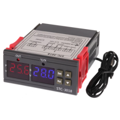 Controlador de Temperatura STC-3018 24 V DC com Display Duplo, Ajuste para Duas Temperaturas e Cabo 1 m