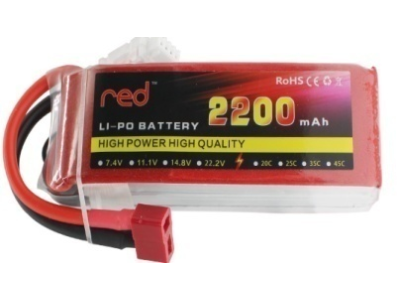 Bateria DC LiPo RED 3S 11,1V 2200 mAh 35C - Imagem 1