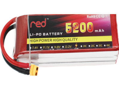 Bateria LiPo RED 5200mAh 7,4V (2S) 25C - Imagem 1