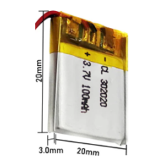 Bateria recarreg&aacute;vel de l&iacute;tio 3,7 V 100 mAh modelo 302020