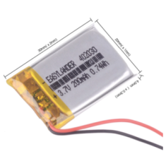 402030 Bateria recarreg&aacute;vel de l&iacute;tio 3,7 V 200 mAh