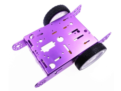 Kit Chassi Rob&oacute;tico Smart 2WD em Alum&iacute;nio Roxo DIY - Imagem 1