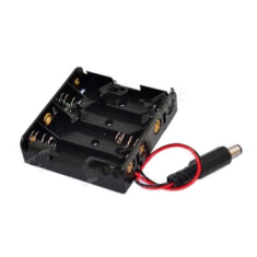 Caixa porta-pilhas para 4 pilhas AA com conector DC, sem tampa