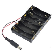 Porta-pilhas para 6 pilhas AA em caixa com conector DC sem tampa