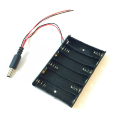 Suporte para 6 pilhas AA com 4 fios DC, sem tampa