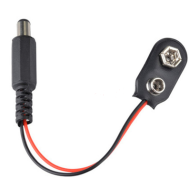 Clip para bateria 9V Tipo I com conector de trava e cabo 15 cm preto e vermelho