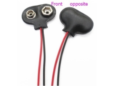 Clipe conector Tipo T para bateria 9V com cabo preto e vermelho 15 cm - Imagem 1