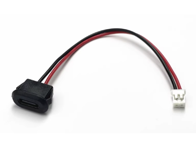 Soquete de carregador Type-C 2 pinos PH2.0 100 mm Preto - Imagem 1