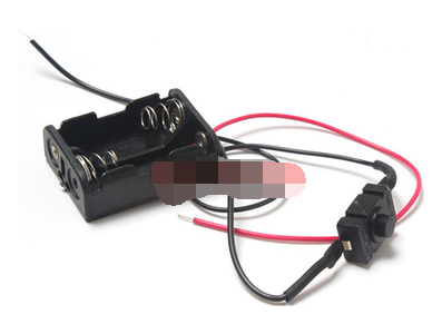 Caixa para pilhas 23A 12V 2 compartimentos com cabo e interruptor sem tampa - Imagem 1