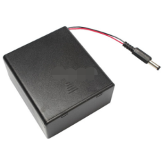 Porta pilhas para 2 LR20 com tampa, interruptor e conector DC