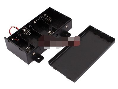 Suporte para 4 pilhas LR20 com tampa e furos - Imagem 1