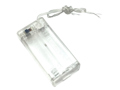 Porta-pilhas transparente para 2 pilhas AA com cabo, interruptor e tampa - Imagem 1