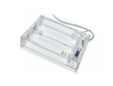 Porta pilhas transparente 3 x AA com cabo, interruptor e tampa - Imagem 1
