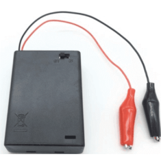 Suporte para 3 pilhas AA com interruptor e clipes jacar&eacute;