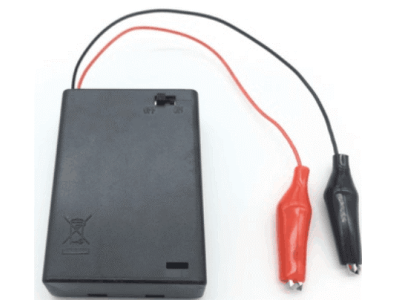 Suporte para 3 pilhas AA com interruptor e clipes jacar&eacute; - Imagem 1