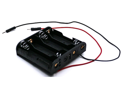 Suporte para 4 pilhas AA com fio Dupont macho de 15 cm sem tampa - Imagem 1