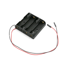 Porta pilhas 4 x AA com conector Dupont f&ecirc;mea, sem tampa