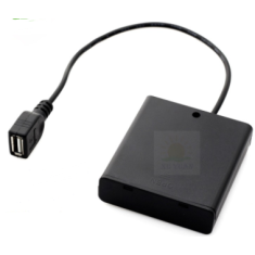 Porta-pilhas para 4 pilhas AA com plug USB, interruptor e tampa