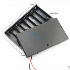Suporte para 8 pilhas AA com interruptor e tampa