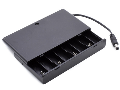 Caixa para 8 pilhas AA com interruptor, tampa e conector DC - Imagem 1
