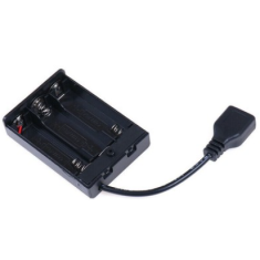 Caixa porta-pilhas para 3x AAA com interruptor e plug USB